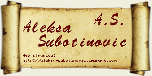 Aleksa Subotinović vizit kartica